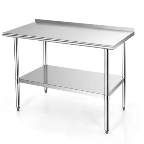 Costway Stainless Steel Table for Prep & Work w/ Backsplash image {11}