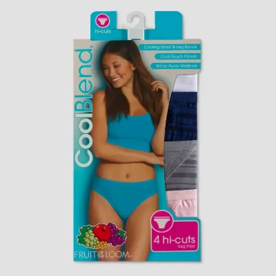 Fruit of the Loom Women's Coolblend 4pk Hi-Cut - Colors May Vary image {1}