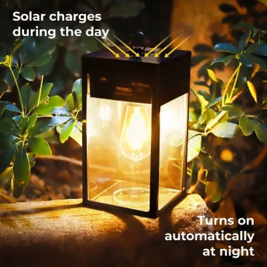Techko Maid Solar Portable Edison Bulb Outdoor Lantern Matte Black image {3}