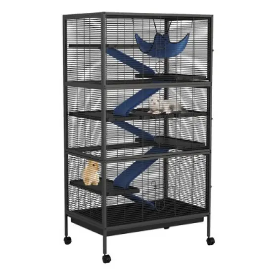 Metal Small Animal Cage, 6-Tier Ferret Cage with Removable Flannel ramps and Hammock for Chinchillas/Guinea Pig/Rabbit/Rolling Critter Nation Cage image {13}