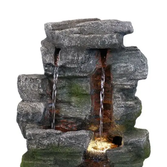 Sunnydaze Indoor Home Office Polyresin Towering Cave Waterfall Tabletop Water Fountain with LED Light - 14" image {3}