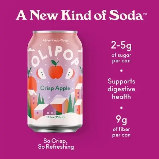 OLIPOP Crisp Apple Prebiotic Soda - 12 fl oz Can image {7}