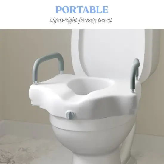 Emma and Oliver Ramsey Elevated Toilet Seat for the Elderly with Height Adjustable Foam Wrapped Handles and Locking Safety Mechanism image {13}