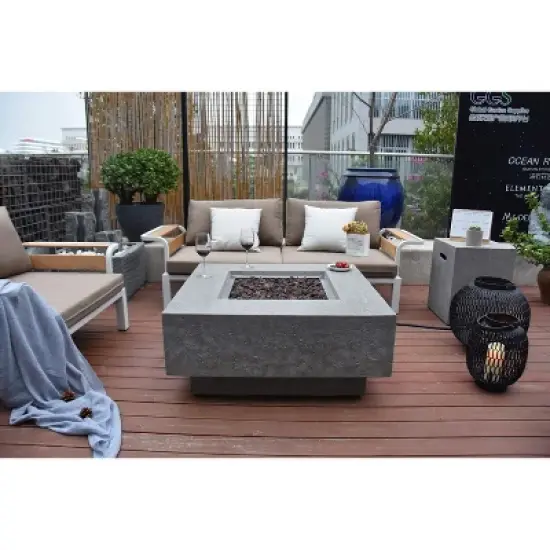 Elementi 36" Fire Pit Natural Gas with Windscreen & Stainless Steel Lid 4 Pc image {4}