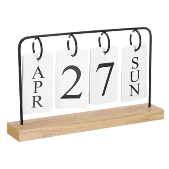Unique Bargains Desktop Decoration Turn Page Vintage Wood Perpetual Calendar image {6}