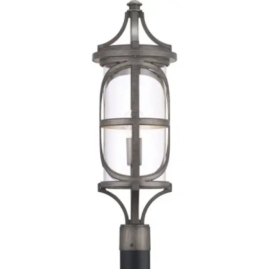Progress Lighting, Morrison Collection, 1-Light Outdoor Post Lantern, Antique Pewter, Clear Glass Shade image {2}