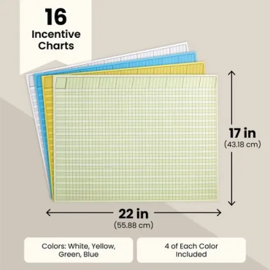 Infinite Curiosity 16 Pack Horizontal Reward Chart for Classroom, 4 Colors (17 x 22 in) image {4}