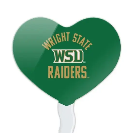 Wright State Raiders Heart Love Cupcake Picks Toppers Decoration Set of 6 image {1}