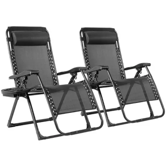 Costway 2PC Oversize Lounge Patio Heavy Duty Folding Recliner image {11}