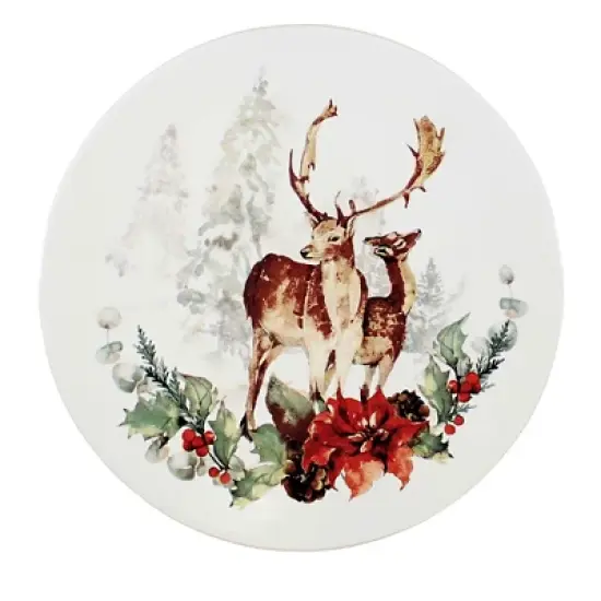 Tabletop 7.75 In Stag Snack/Dessert  Plate , Christmas Poinsettia (1PC) image {3}