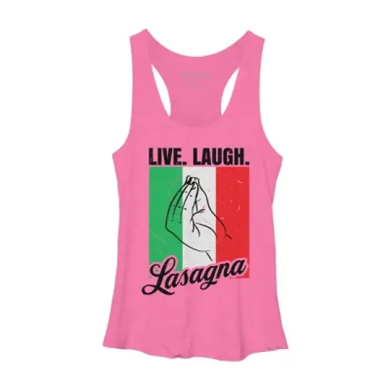 Design By Humans Live Laugh Lasagna Funny Italian Lover By Racerback Tank Top image {2}