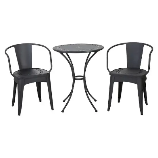 Lourdes 3pc Cast Iron Patio Bistro Set - Black Sand - Christopher Knight Home image {1}