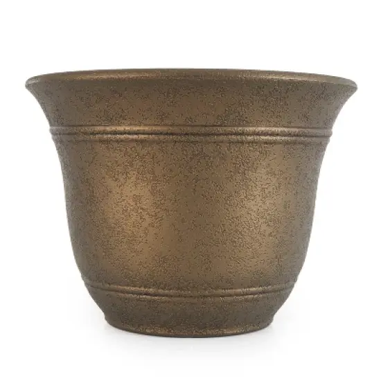 HC Companies SRA10001P02 Sierra 10 Inch Self Watering Round Weather Resistant Plastic Resin Flower Garden Planter Pot Container, Celtic Bronze image {2}