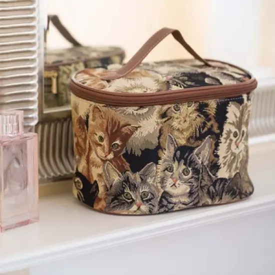 Signare USA Cat Brown Toiletry Vanity Bag image {5}