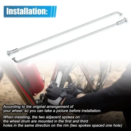 Unique Bargains 14G J Bend Bicycle Galvanized Spokes 36 Pcs image {3}