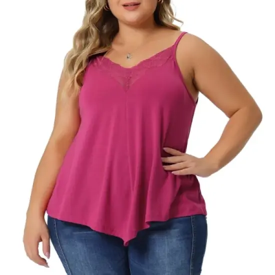 Agnes Orinda Women's Plus Size Lace Front V-Neck Sleeveless Spaghetti Strap Camisole image {7}