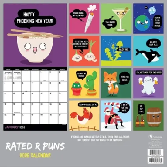 TF Publishing 13.5"x14.5" 2026 Rated R Puns Wall Calendar image {4}