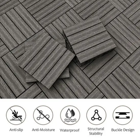 Wood Plastic Composite Deck Tiles Set of 20pcs, DIY Interlocking Decking Tiles, Floor Tile, Durable image {4}