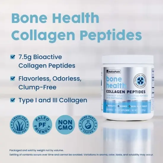 NativePath Bone Health Collagen Peptides, 225 g, 7.9 oz, 30 Servings image {2}