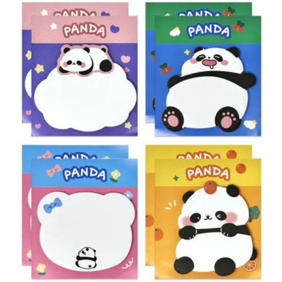 Wrapables Cute Panda Sticky Notes, Adhesive Memo Notepads for Home, Office, Work (Set of 8) image {6}