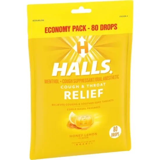 Halls Cough Drops - Honey Lemon - 80ct image {1}