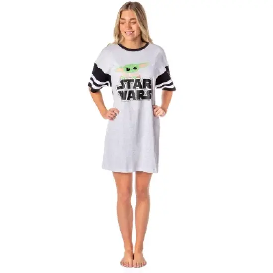 Star Wars Womens' The Mandalorian Grogu Baby Yoda Nightgown Pajama Dress Grey image {3}