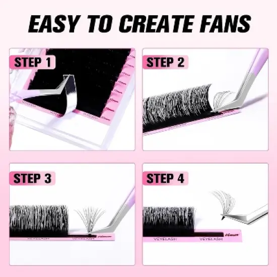 VEYES INC Cashmere Smart Fan Lash Extensions C CC D Curl 8-20mm Mixed & Single Length Super Matte Black Volume Lashes Professional Supplies image {4}