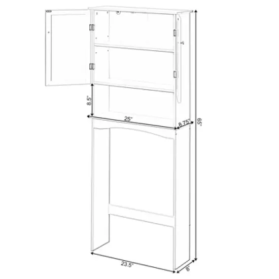Basicwise White Over the Toilet Standing Cabinet Organizer for Bathroom with Open Shelf image {6}