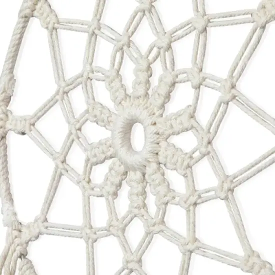 Okuna Outpost Large Macrame Dream Catcher, Bohemian Style Home Wall Decor (White, 46 x 11.8 in) image {4}