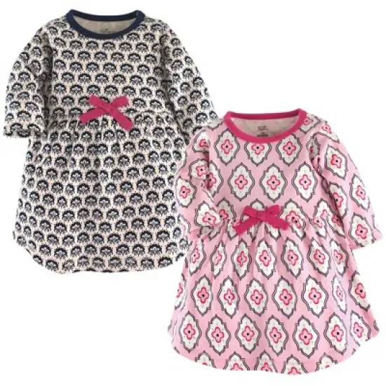 Touched by Nature Baby and Toddler Girl Organic Cotton Long-Sleeve Dresses 2pk, Trellis image {1}