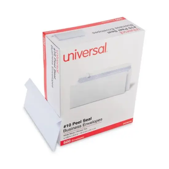 Universal Peel Seal Strip Security Tint Business Envelope, #10, Square Flap, Self-Adhesive Closure, 4.25 x 9.63, White, 500/Box image {4}