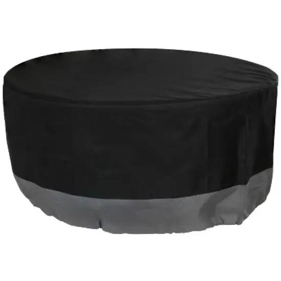 Sunnydaze Outdoor Heavy-Duty Weather-Resistant 300D Polyester Round 2-Tone Fire Pit Cover - Gray and Black image {5}