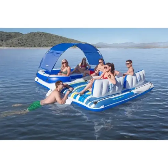 Bestway CoolerZ Tropical Breeze 6 Person Giant Inflatable Floating Island Raft - Multicolored image {1}