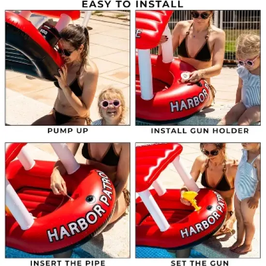 Zone Tech Inflatable Pool Floats &ndash; 2 Sizes Fire Rescue Inflatable Boat Pool Float Ride On with Water Toy Squirter , Pool Raft for Kids and Toddler image {6}