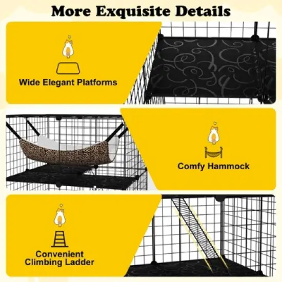 Costway 3 Tier Cat Enclosure with Comfy Hammock, 2 Ladders, 3 Doors & 1 Sky Window image {8}