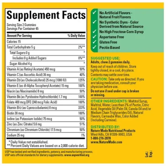 Nature Made Zero Sugar Multivitamin Sugar Free Gummies - 90ct image {2}