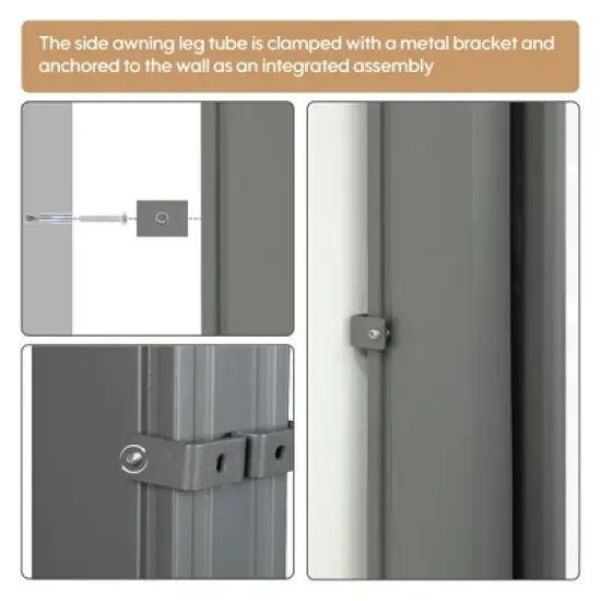 276" x 71" Retractable Side Awning, Waterproof and UV-Resistant,  Privacy Screen Divider Roll Up Balcony(Grey) image {3}