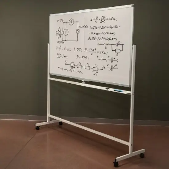 Sunnydaze Double-Sided Magnetic Mobile Whiteboard with Markers - 73.75" W x 21" D x 77" H image {6}
