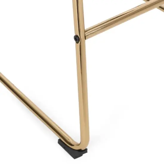 Cedric Modern Glam Velvet Counter Height Barstool Blue/Gold - Christopher Knight Home image {7}
