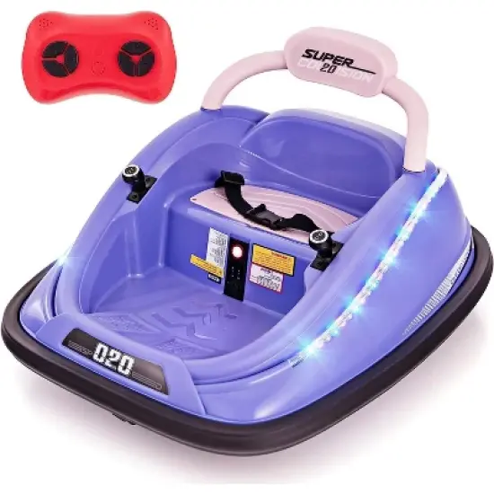 Costway Bumper Car for Kids Electric Ride on Car with Remote Control Joystick Flashing LED Lights image {11}