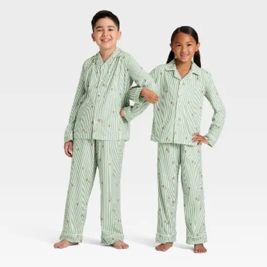 Kids' Gingerbread Striped Long Sleeve Shirt and Pants Holiday Matching Family Pajama Set - Wondershop&trade; Cream image {5}