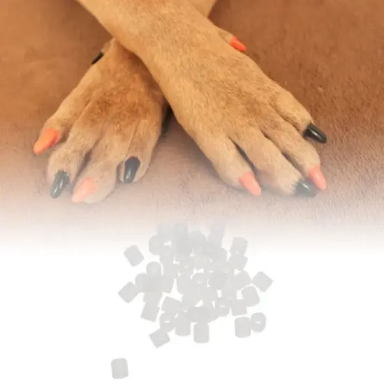 Unique Bargains Anti-scratch Pet Nail Caps White 50 Pcs image {1}