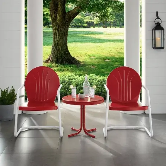 Griffith 2pc Outdoor Conversation Set - Bright Red - Crosley image {5}