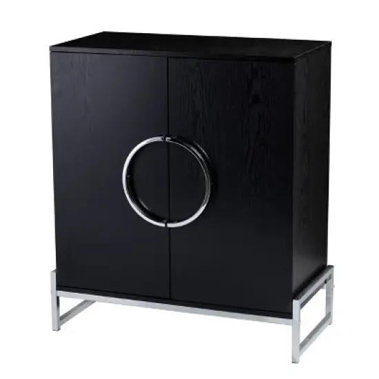 Henstinger Double Door Bar Cabinet Black/Chrome - Aiden Lane image {4}