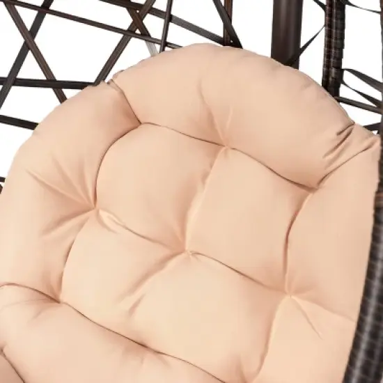 Cayuse Wicker Tear Drop Hanging Chair - Brown/Tan - Christopher Knight Home image {4}