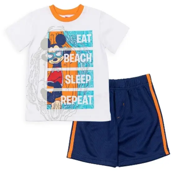 Disney Mickey Mouse Donald Duck Goofy Pluto Graphic T-Shirt  and Mesh Shorts Outfit Set Infant to Little Kid image {13}