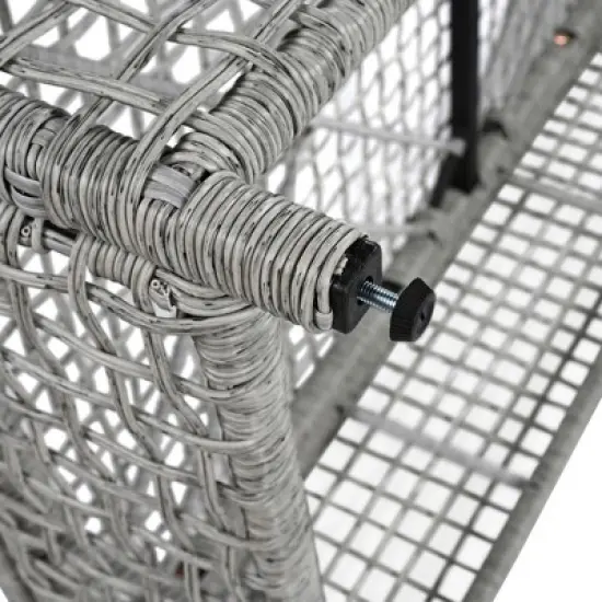 Outdoor Patio Rattan Daybed Sunbed with 5-Position Adjustable Backrest and Wheels image {11}