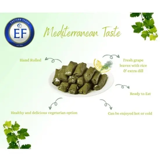 Eastern Feast - Stuffed Grape Leaves, 14 oz / 400g, (4 PACK) Vegan. image {4}