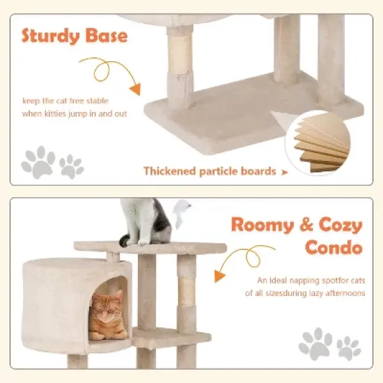 FDW 36 Inch Cat Tree Cat Tower Tall with Scratching Posts Cozy Condo Multi-Level Furniture Activity Center Cat Furniture for Indoor Cats image {5}