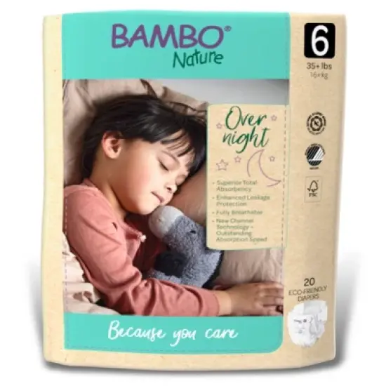 Bambo Nature Overnight Diapers, Disposable, Eco-Friendly, Size 6 image {5}